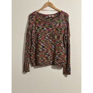 Roxy Women’s Cropped‎ Multicolor Wool Blend Sweater Long Sleeve Size Small